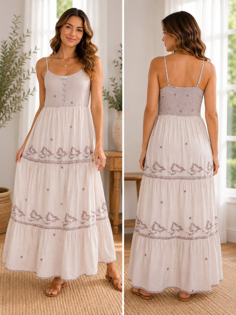 🌸 Easel Embroidered Tiered Sundress – Size Small 🌸🤍